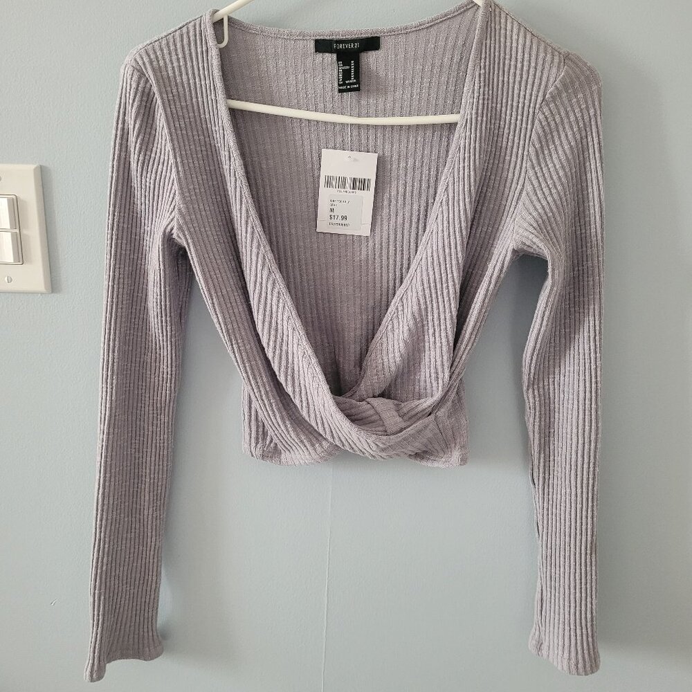 NWT Forever 21 Criss Cross Wrap Long Sleeve Crop Top